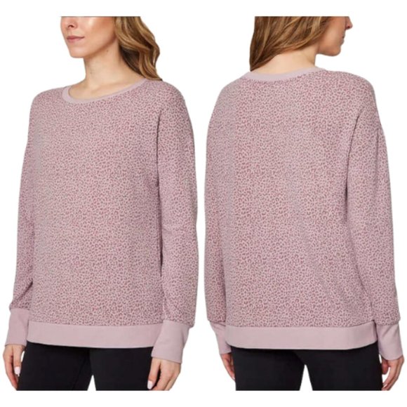 Mondetta Leopard Pullover Printed Sweatshirt Lightweight Top Lilac Pink SML NWT - Picture 1 of 16